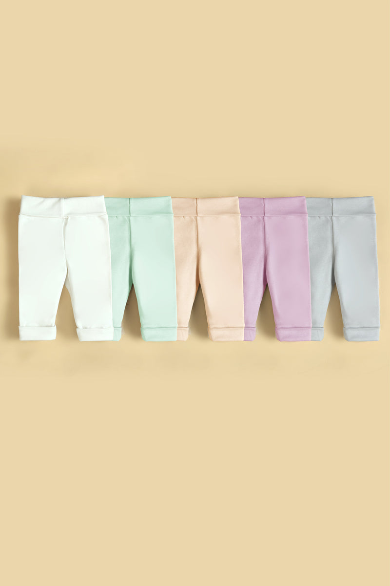 Babyhug Interlock Knit Footed Leggings with Floral Print Pack of 3 - White & Pink