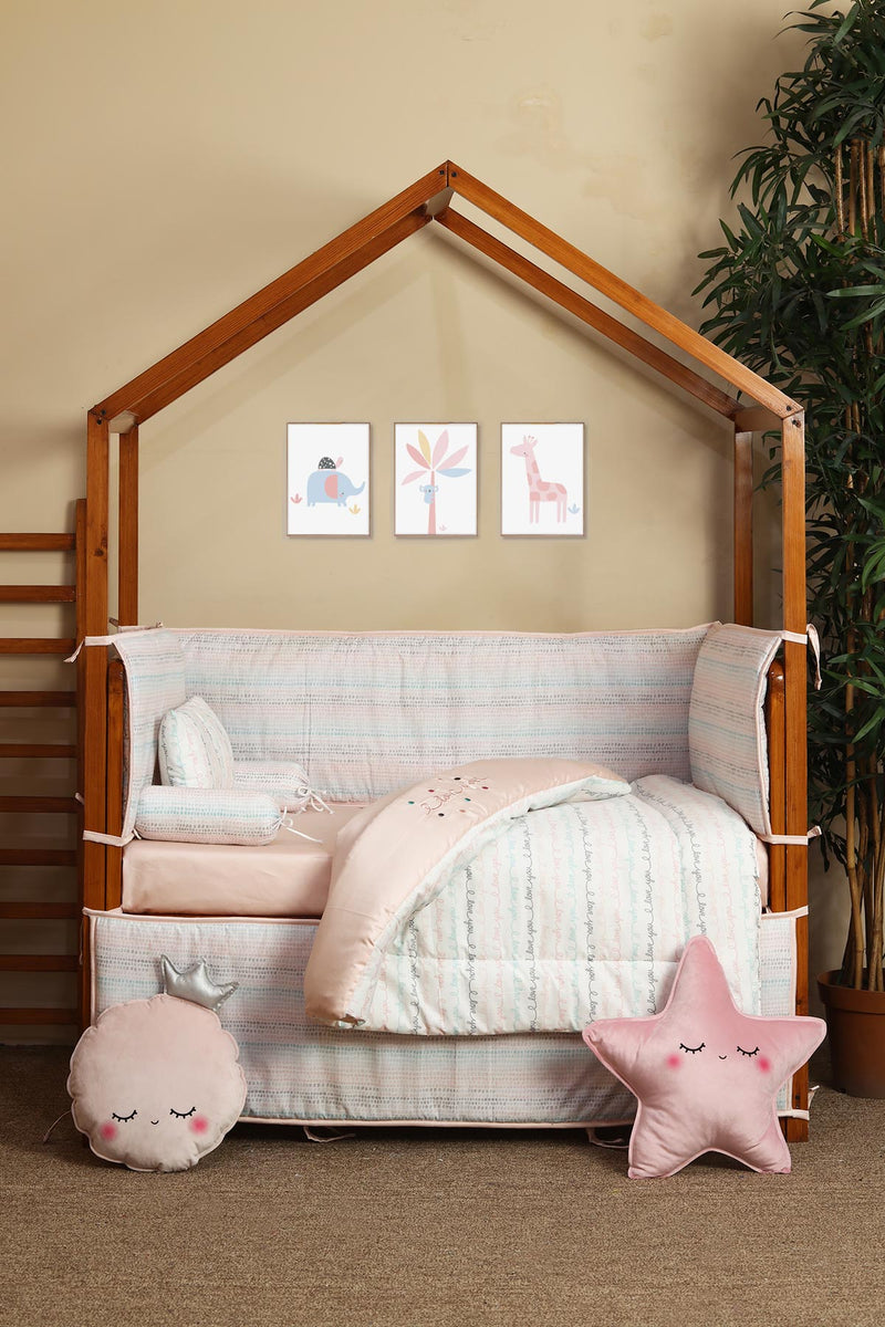 I Love You Pink Baby Cot Set Tifl