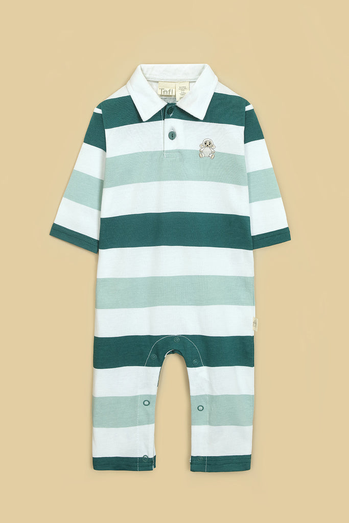 Striped Cotton Rugby Embroidered Haml Romper-Baby Boy – Tifl