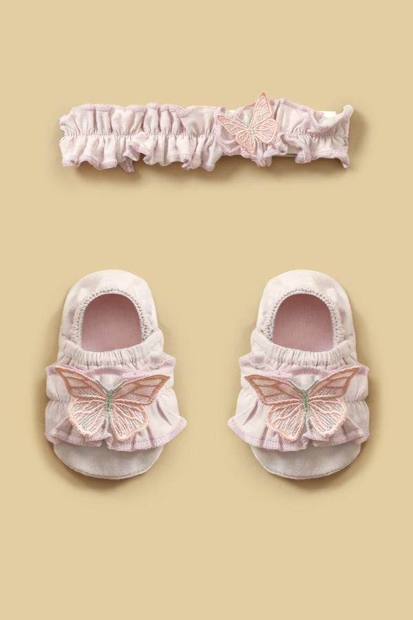 Lilac Butterfly Baby Gift Set (Bow Headband & Sandals)