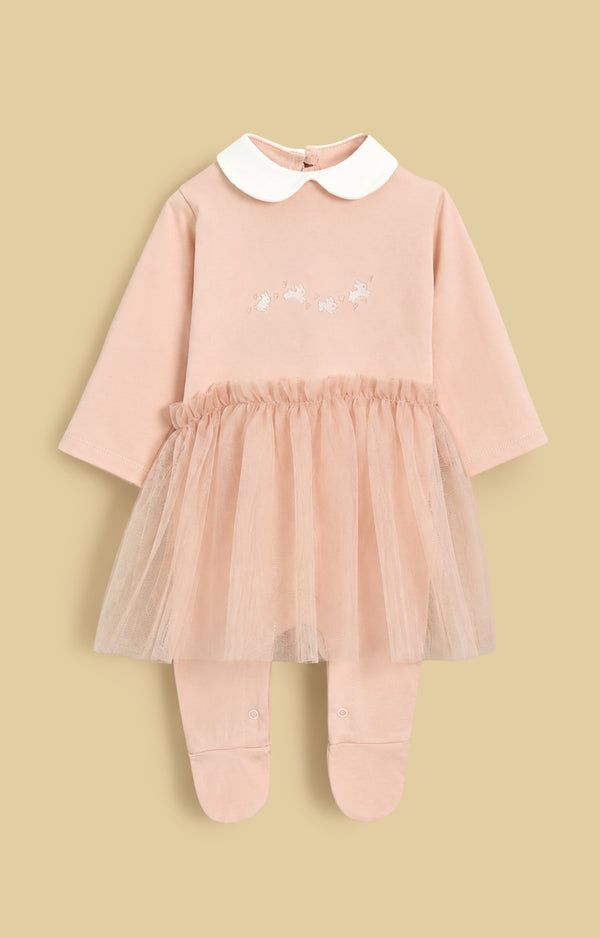 Blush Bunny Embroidered Baby Romper
