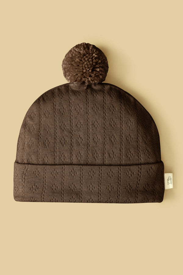 Knitted Jacquard Pompom Haml Baby Cap