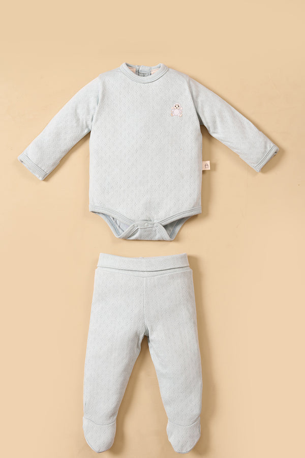 Knitted Jacquard Haml Bodysuit & Trouser 2pc Set