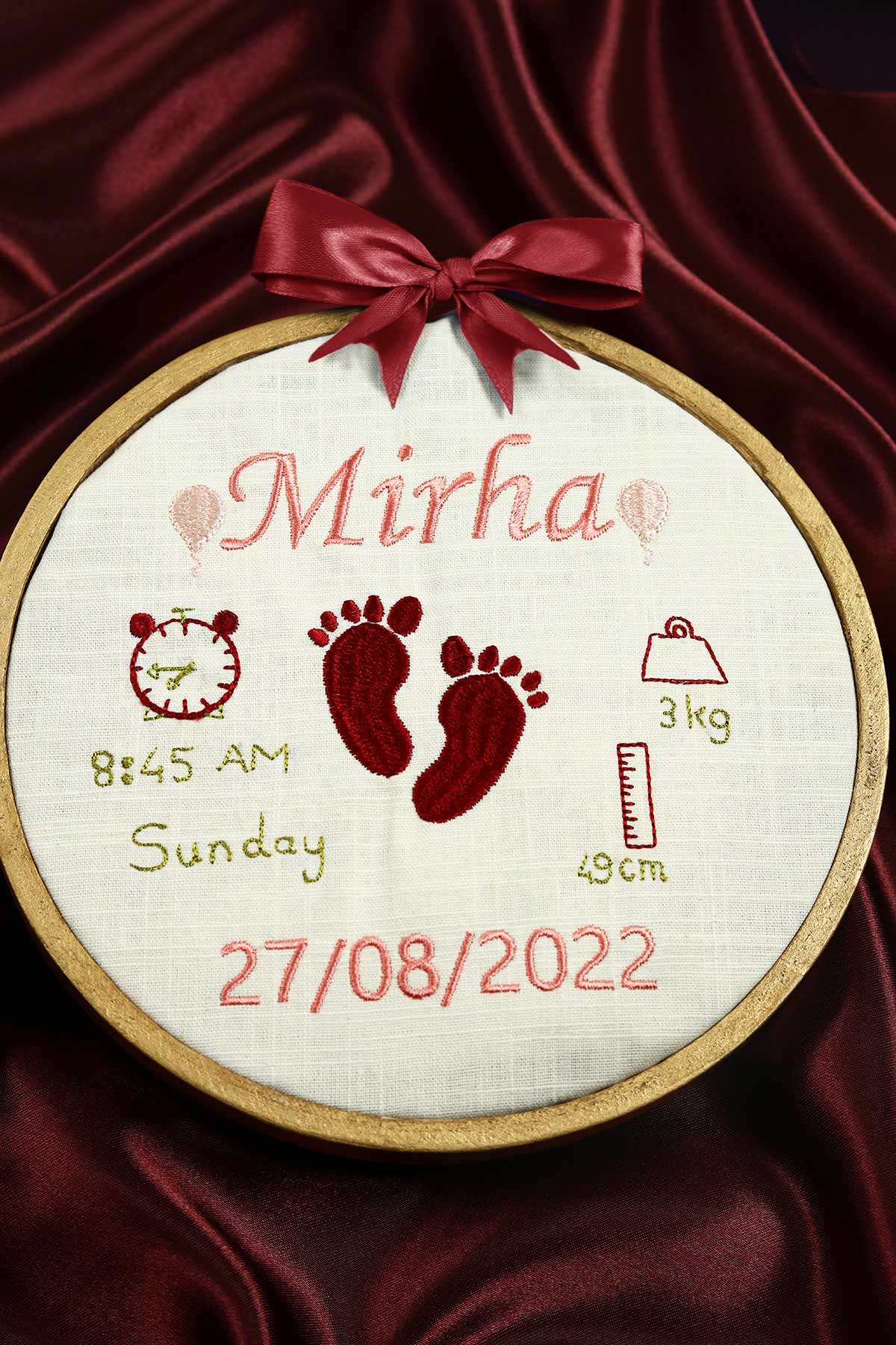 Personalized Embroidered Baby Girl Birth Hoop Frame – Tifl
