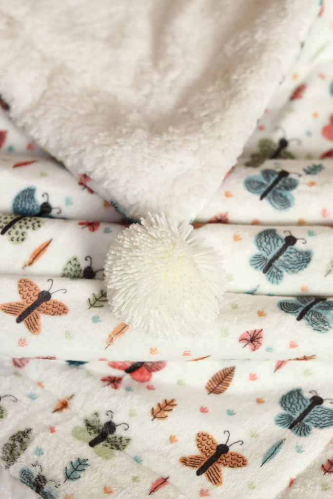 Butterflies Printed Sherpa Baby Blanket - Tifl