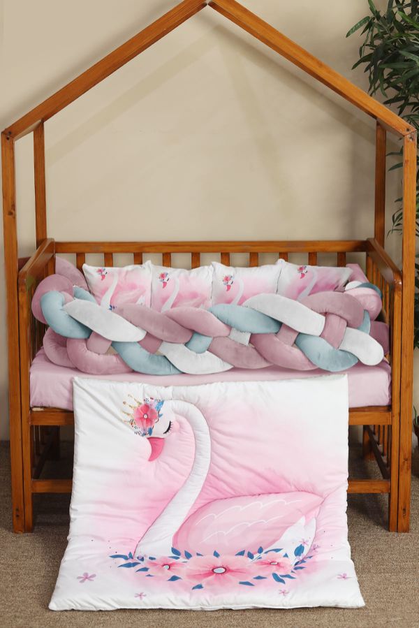 Magical Swan Braided Luxury Cot Set