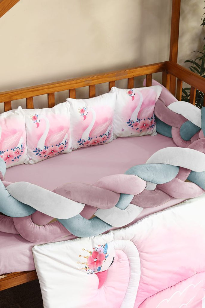 Magical Swan Braided Luxury Cot Set