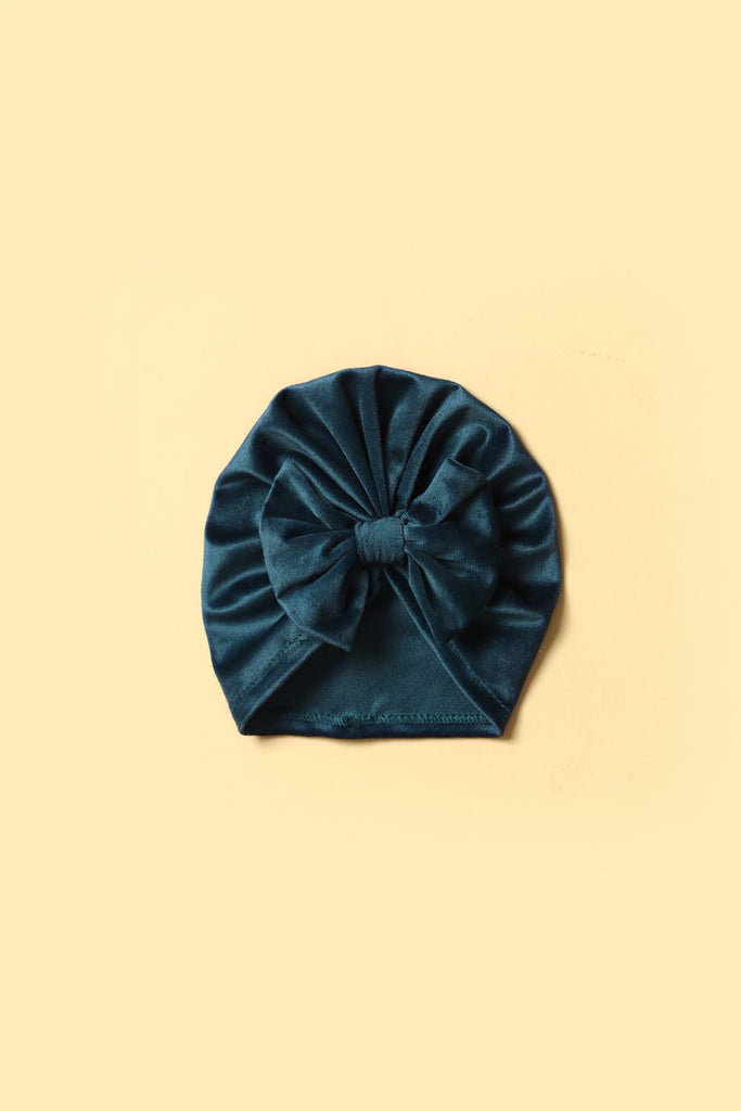 Velvet Baby Turban Headwrap Silver Blue